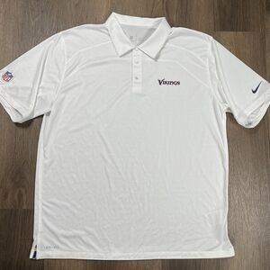 Nike On Field NFL VIKINGS‎ White Polo Shirt Mens Size XL White Vented Team
